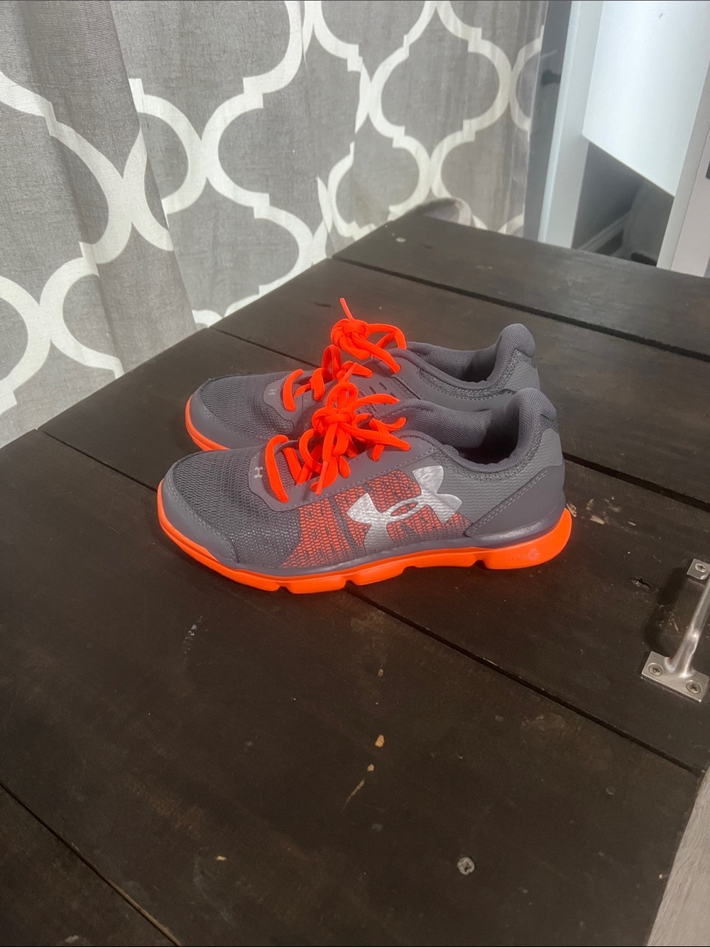 Under Armour Kids Gray and Orange Athletic Sneakers